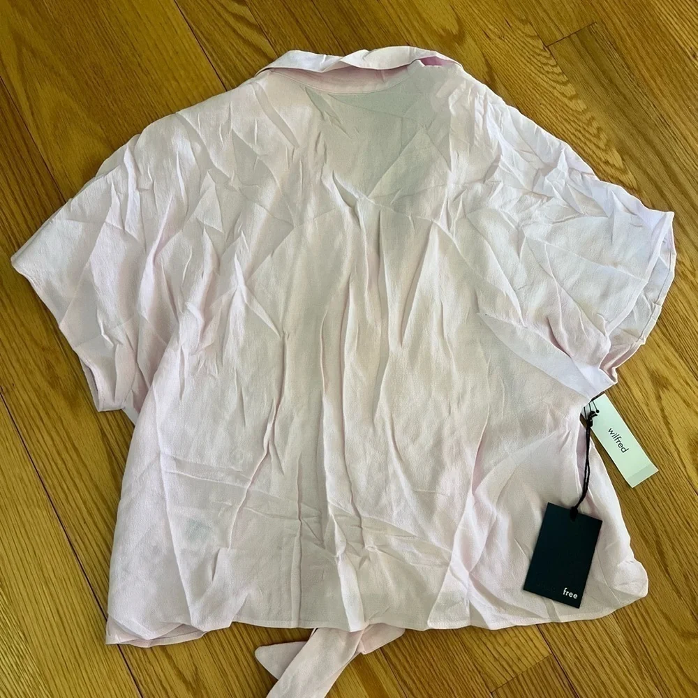 Aritzia Wilfred silene pink tie front button down top - Picture 7 of 7